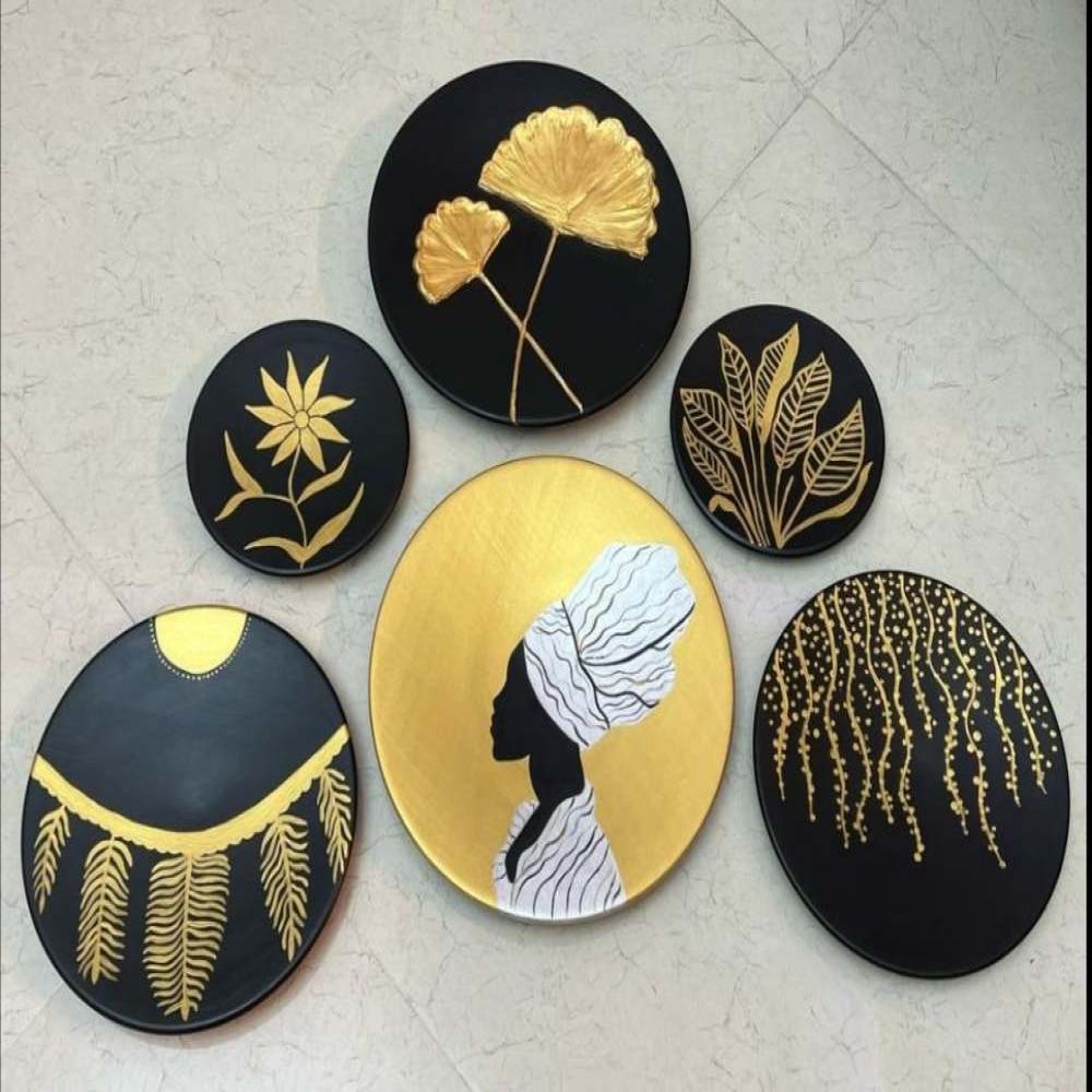 ست بشقاب دیوارکوب دختر آفریقایی