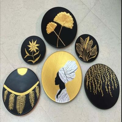 ست بشقاب دیوارکوب دختر آفریقایی